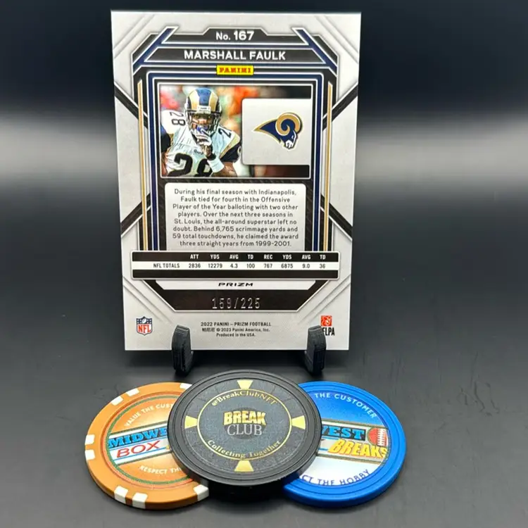 Marshall Faulk Purple Ice Prizm 159/225 2022 Prizm Los Angeles Rams
