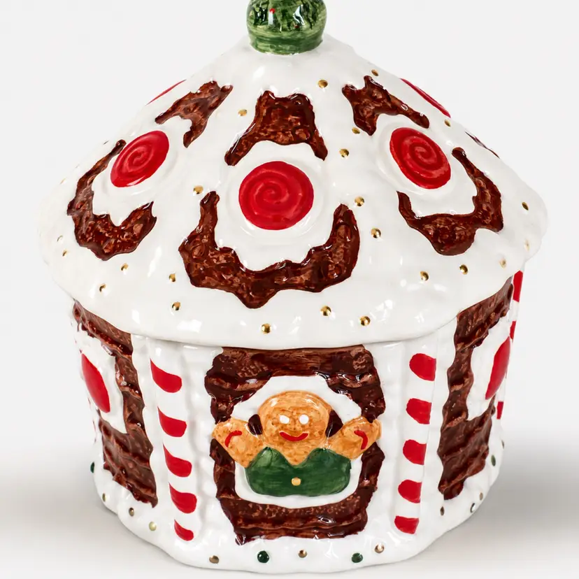 Macys Holiday Gingerbread Cookie Jar New 90s y2k christmas gold spots with lid