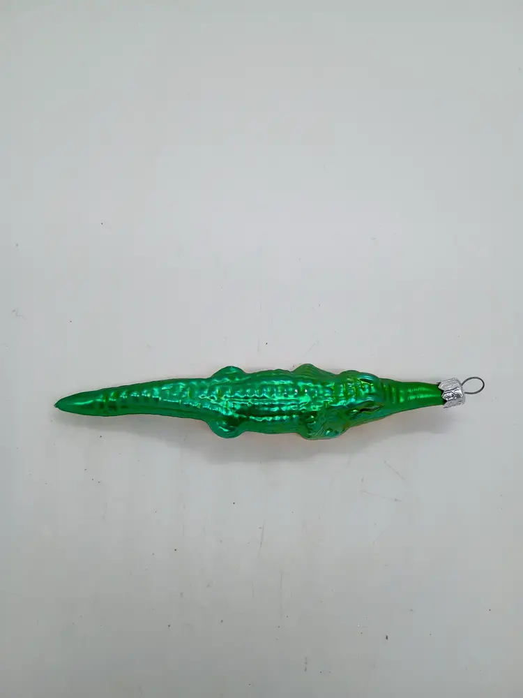 Hand Blown Mercury Glass Alligator Christmas Ornament Choose  Polish or Czech made