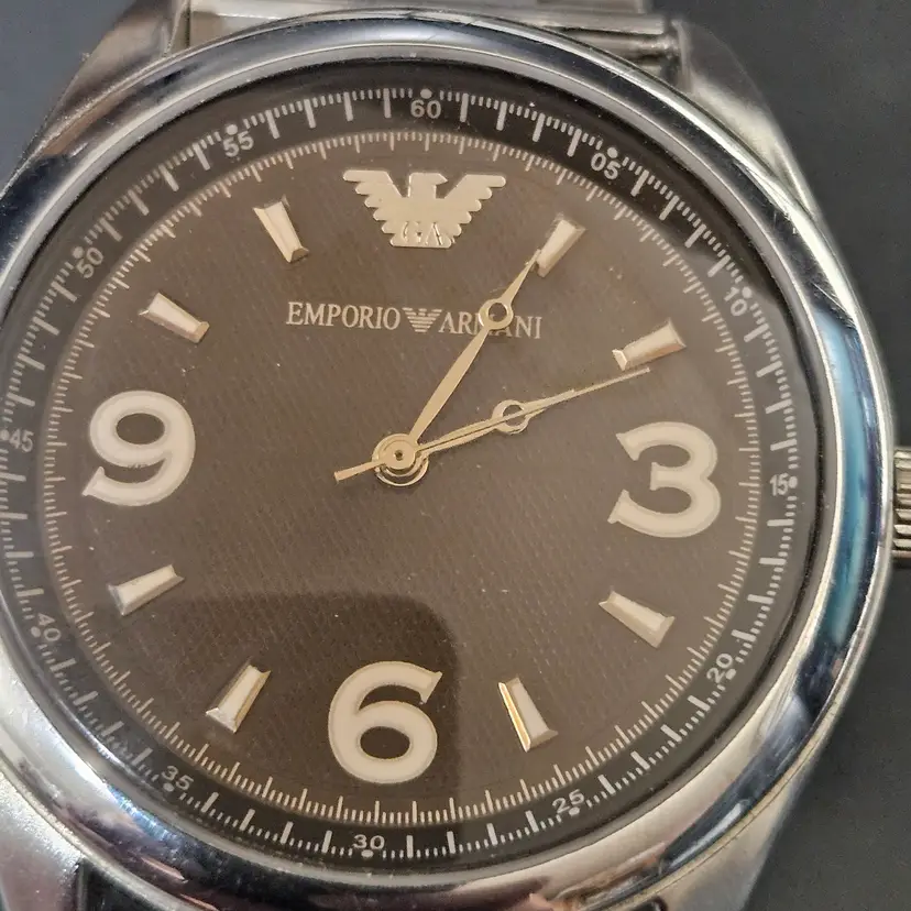 Emporio Armani AR-0513 Men’s Brown Dial Stainless Steel Bracelet Watch Italy