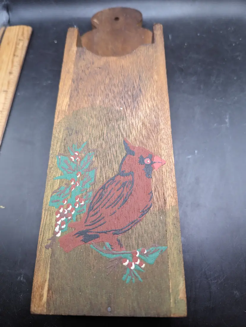 Vintage Hand Crafted and Painted Letter Box Wood Folk Art Decor.