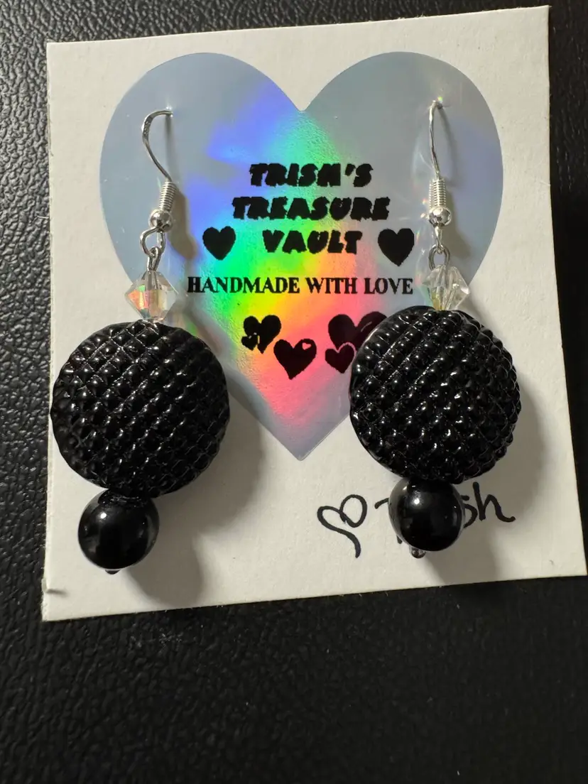 Handmade With Love Aurora Borealis & Black Glass Earrings