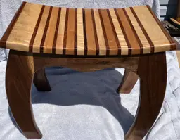 Handcrafted Curved Leg Wooden Stool