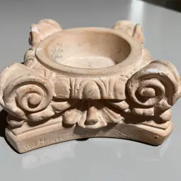 Vintage 1984 House Party Inc Terracotta Pillar Candle Holder  Rams Head