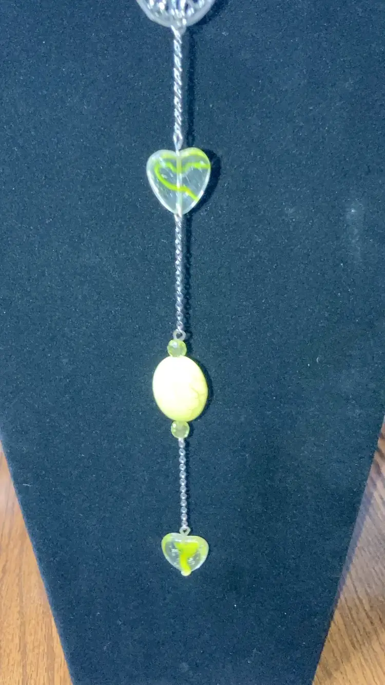 UV Reactive And Glow In The Dark Hearts Sun Catcher!  13” Long!