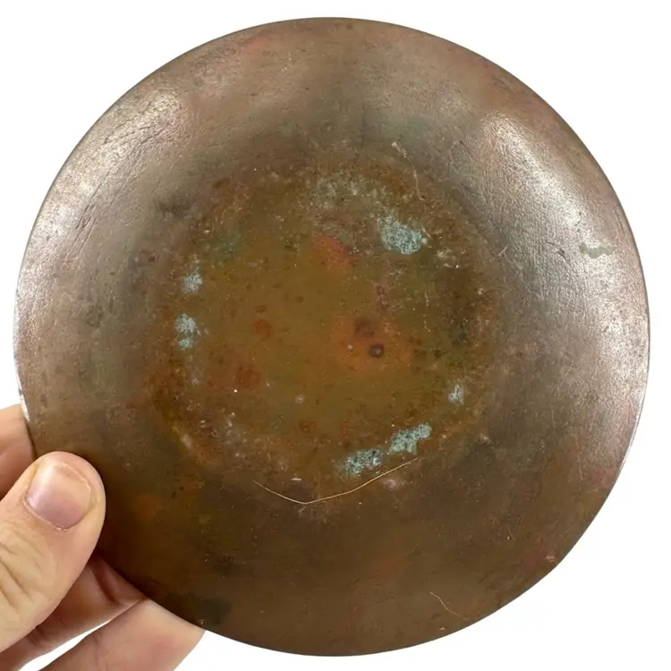 Purple & Green Enamel On Copper Trinket Dish