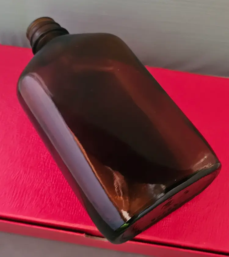 Vintage Brown Amber Glass Medicine Bottle Collectible
