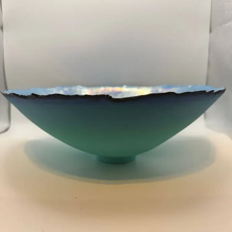 Prosperity Bowl -  Signed AMacke Turquoise Blue, Green Ceramic Bowl