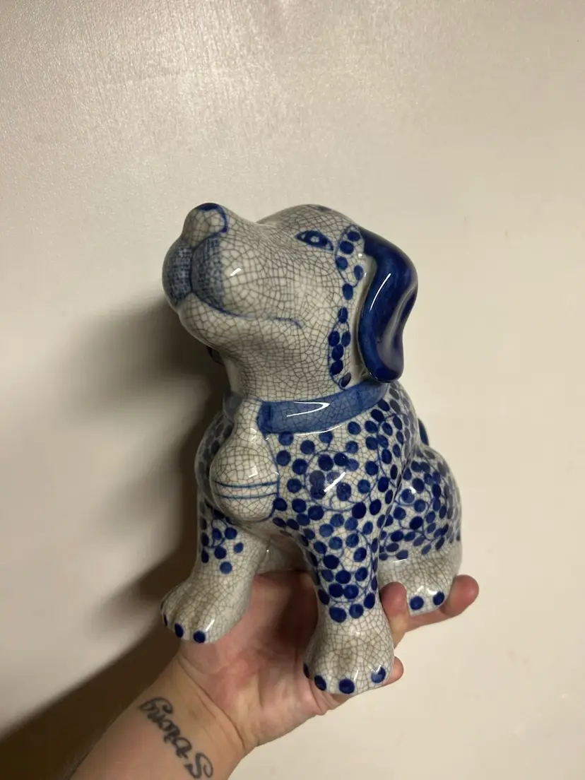 Andrea By Sadek Blue And Grey Puppy Dog Statue