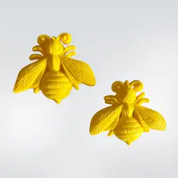 Burwood Bee (set of 2) Yellow Vintage Wall Decor Plastic 1970s | 4”