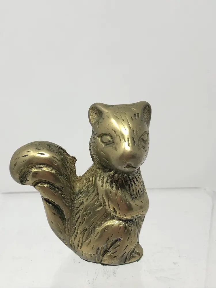 Miniature Brass Squirrel Figurine