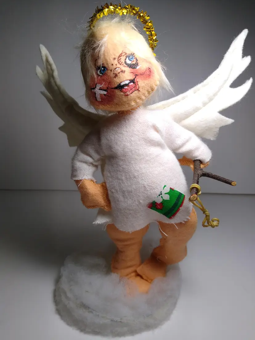 Annalee 8" White Angel With Slingshot 1981 Felt Poseable Doll Christmas Holiday
