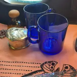 Blue Glass Mugs. France