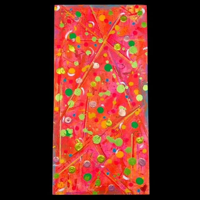 “Cosmic Stew” Abstract Acrylic Painting Made By Me Amanda Montague Signed Original Neon Uv Reactive 16”W 20”T