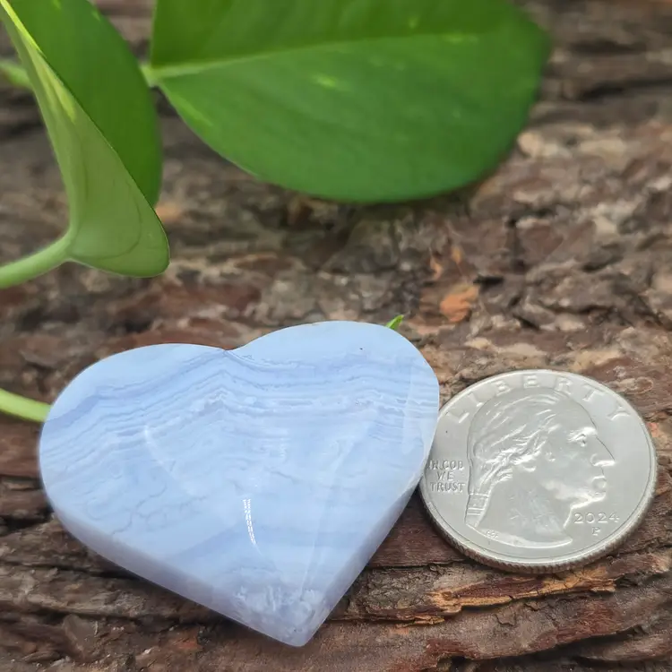 Blue Lace Agate Heart ~ Polished Crystals