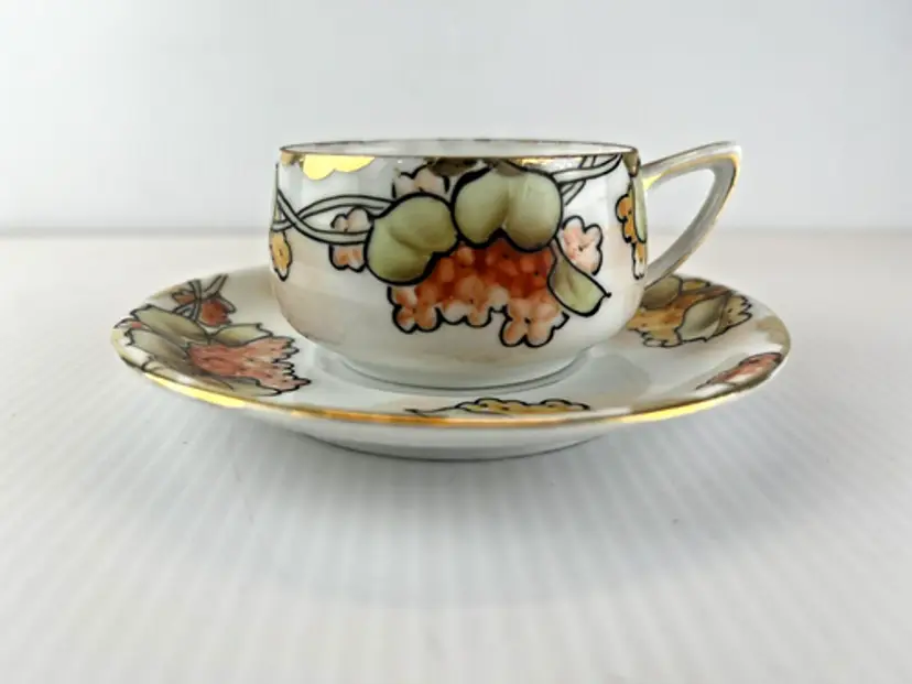 Nippon Hand Painted Demitasse Vintage Cups and Saucers Set 3