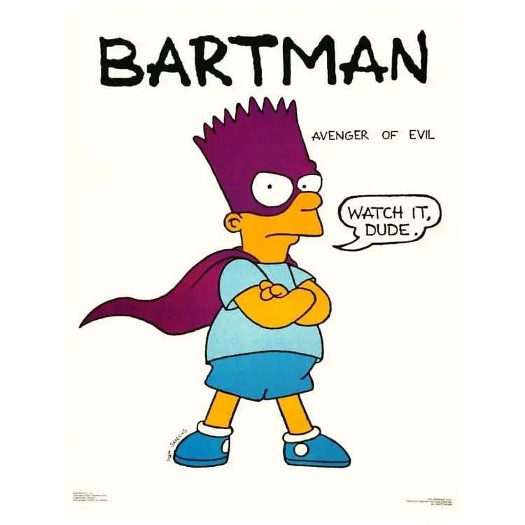 16 x 20 In, Original  Vintage 1990 "BART, WATCH IT, DUDE" Simpsons Poster, Rare & Very Collectible