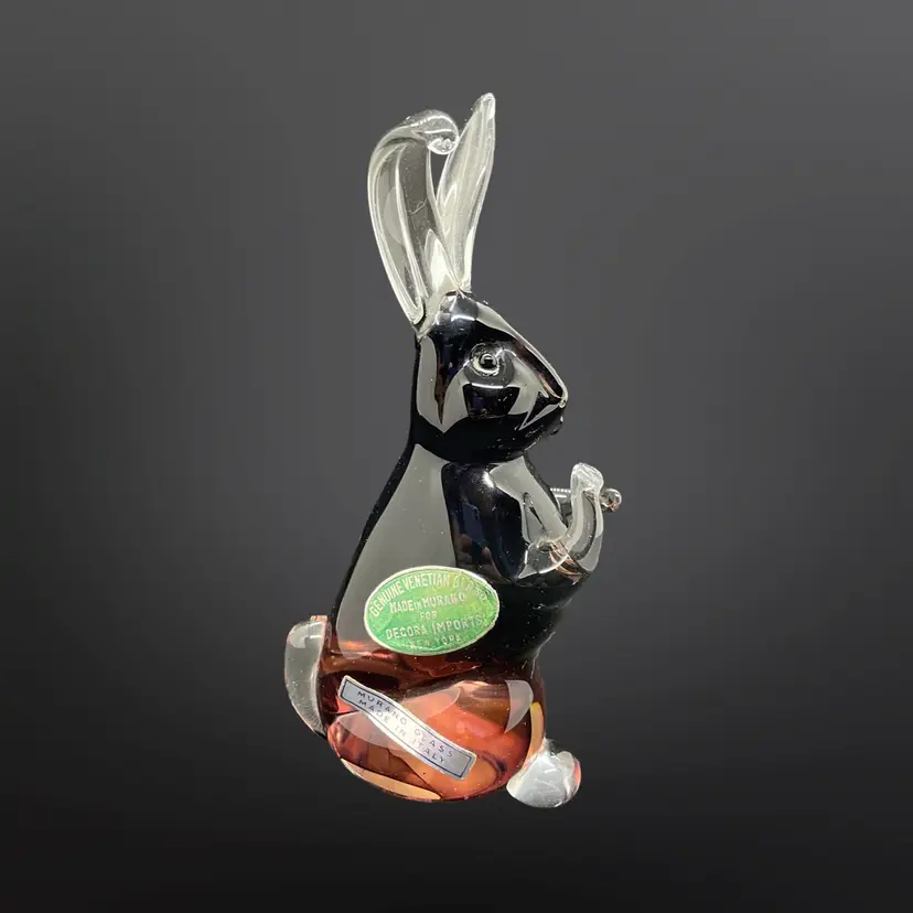 Vintage Cenedese Murano Sommerso Purple Glass Bunny Rabbit Figurine Statue 6” Tall