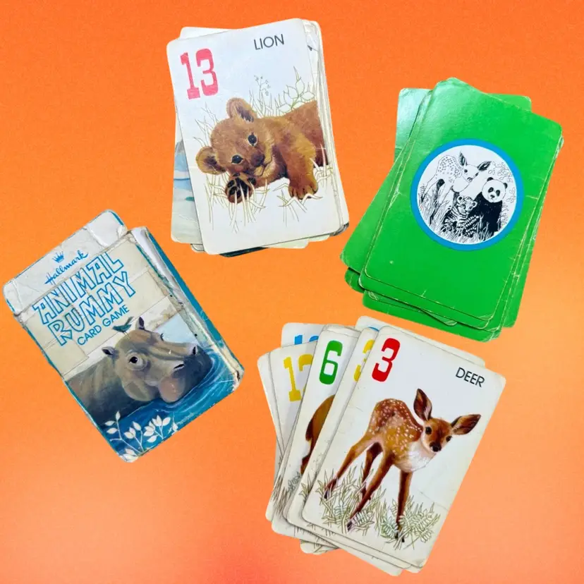 Vintage HALLMARK Animal Rummy Card Game Full Deck | READ