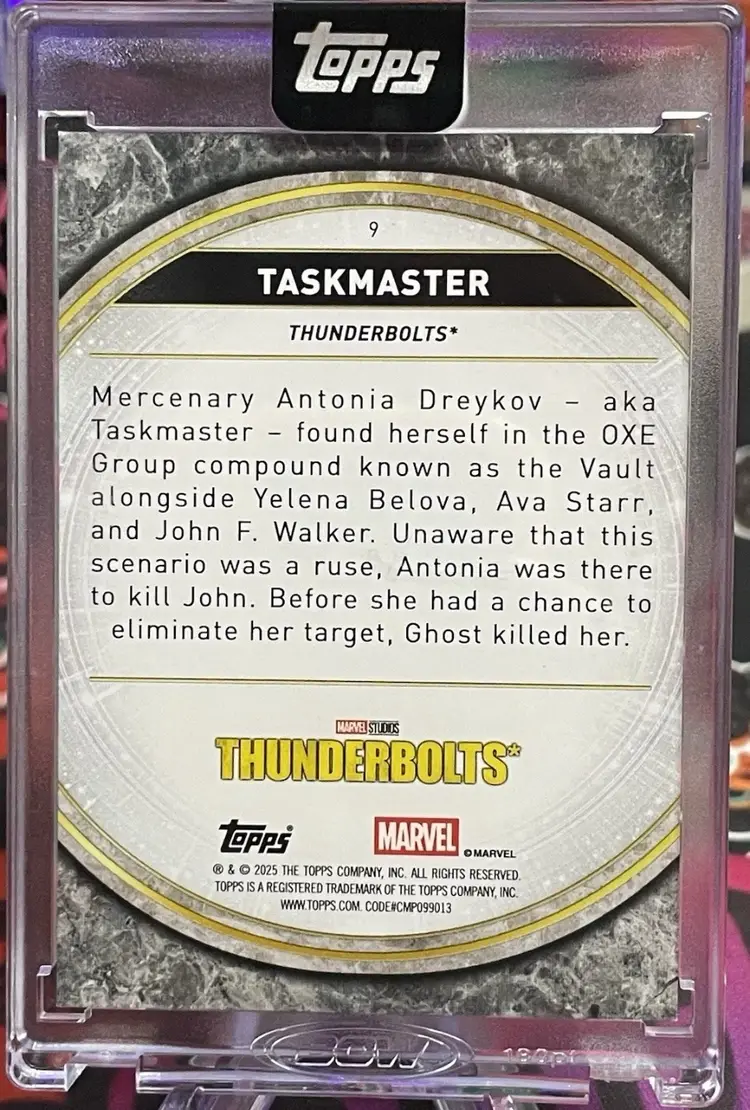 2025 Topps Marvel The Collector Taskmaster Perfection Red Refractor /5 Encased