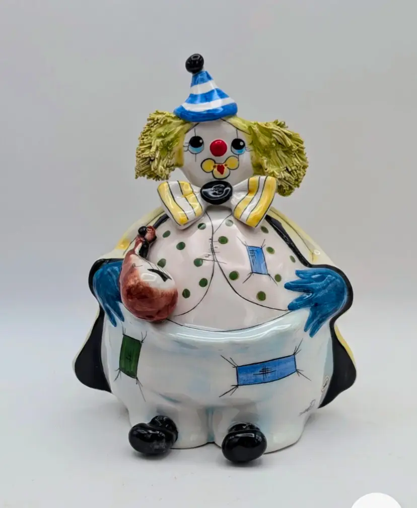 ZamPiva Porcelain Clown Bank, Hand Painted, Signed By Artist, Made In Italy