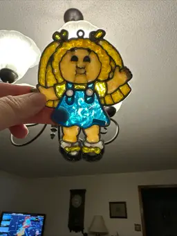 Vintage Cabbage Patch Kid Ornament Sun-Catcher- Faux Stained Glass-Blonde