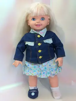 Vintage Cuddly Soft Kelly Doll Barbie’s Little Sister 1994 Mattel Plush soft body doll with outfit incomplete