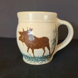 Vintage Rustic CabinCore Studio Pottery Moose Coffee Mug