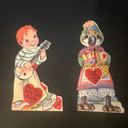 Two UNUSED Mechanical VTG 1950-60's Valentines - 1 anthropomorphic owl  bjkfinn