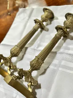 Antique French Empire Gilt Bronze Footed Candlesticks