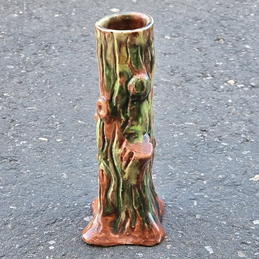 Studio Art Loretta Holtkamp Treetrunk Vase (while @ Rookwood Pottery ?) Signed Vintage  with Condition Issues