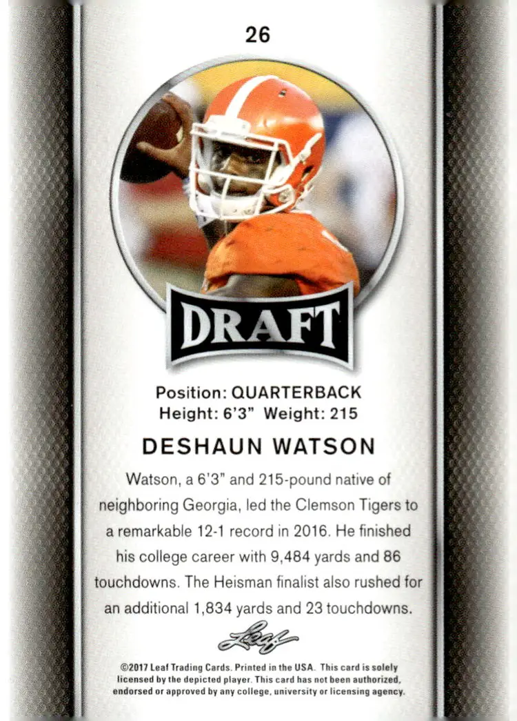 2017 Leaf Draft #26 Deshaun Watson