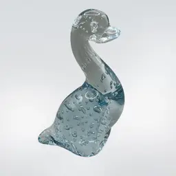 Ice Blue Glass Duck Paperweight Figurine Controlled Bubbles Glows!