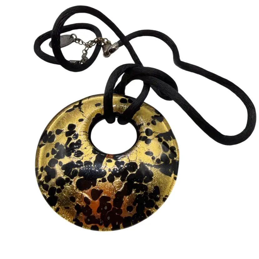 VENETIAURUM Made in Italy Necklace Made of 24K Two tone Murano Glass & 925 S.S