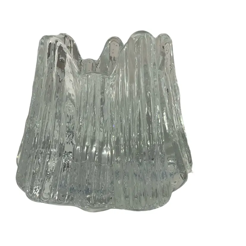 Vintage Nybro Sweden Crystal
Iceberg volcano Candle
Holder Glass 50's 3.5"x4.5"