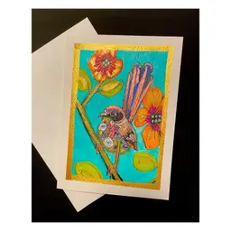 New Original Hand Painted Card 
With Envelope 
Blank Inside 
On 5”x7” Watercolor Card
Bird Art