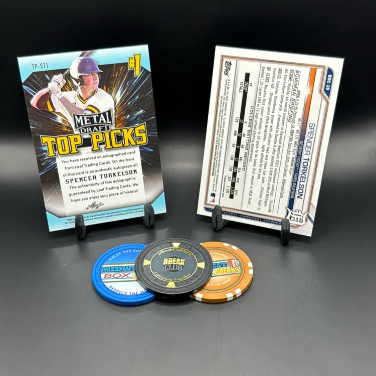 Spencer Torkelson 2020 Leaf Silver Crystals Auto And 2021 Bowman Prospects Image Variation SSP DETROIT TIGERS