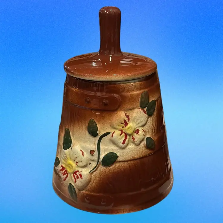 Vintage McCoy Butter Churn Dogwood Flowers Cookie Jar