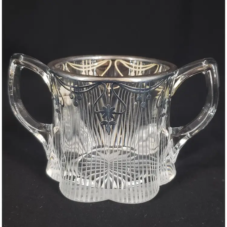Open Sugar And Creamer Set With Silver Overlay