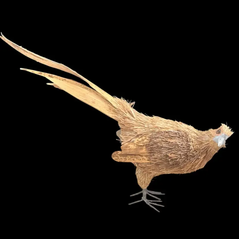 Vintage Handcrafted Natural Fiber Pheasant Sculpture – Fall Bird Décor, [XX” Long, XX” Tall]