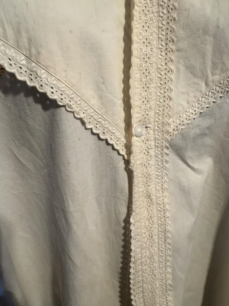 Victorian 1860’s Cotton Robe Gown Full Length Sz Lg