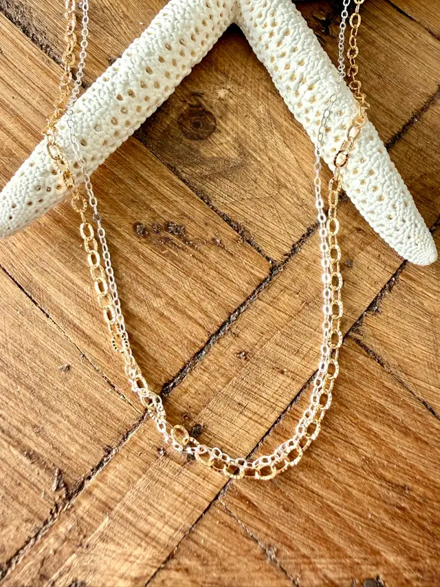 Multi Sparkle Chains Necklace 14k Goldfill And Sterling Silver