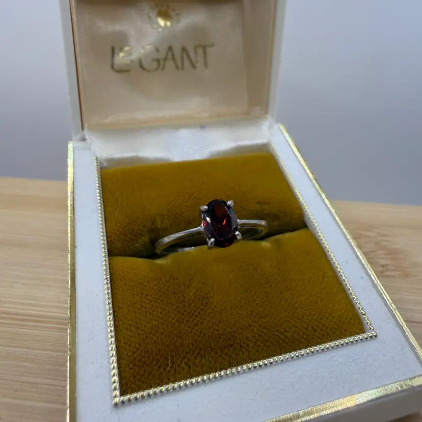 Sterling Silver 925 And Red Tourmaline Ring- Size 6