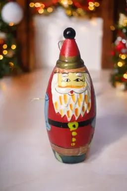 Single Nesting Doll Santa Ornament Folk Art Christmas Handpainted Wood Trinket