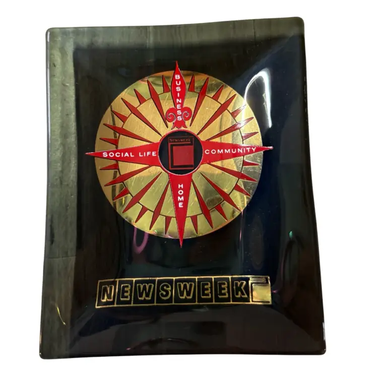 CNN Headline News Magnifying Glass & Newsweek Trinket Dish Lot Of 2 Promo