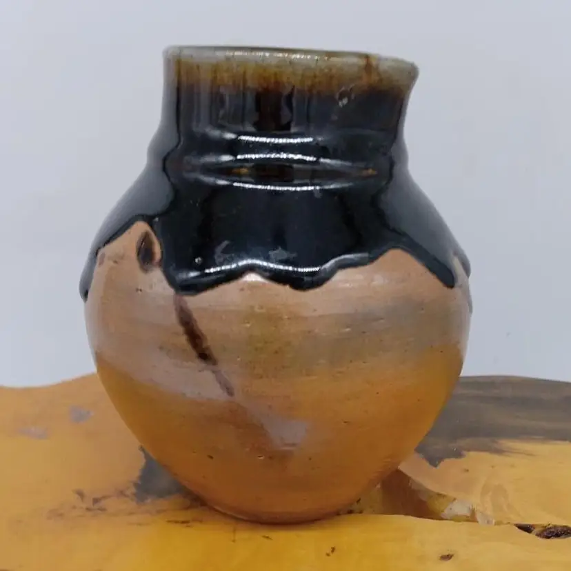 Small pottery pitcher, studio pottery, signed, brown drip, creamer, vase