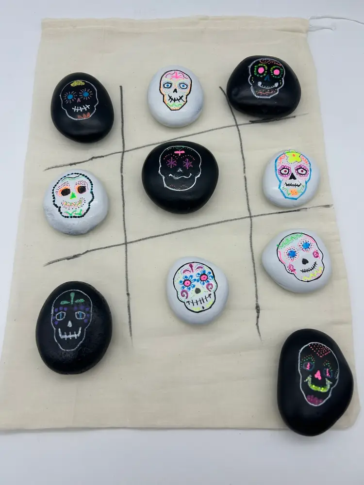 Tic Tac Toe Rocks With Travel Bag - Hand Made