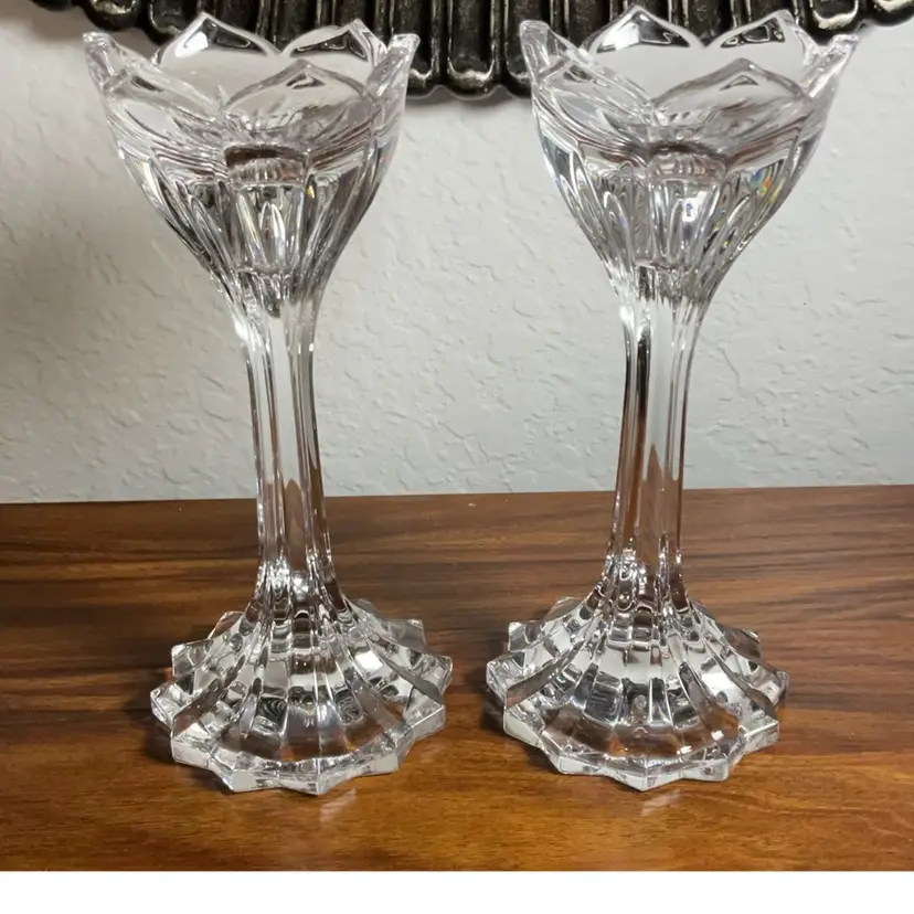 Pair of Crystal 7” Candle Stick Holders