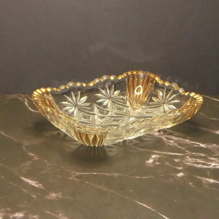 Pair Of Vintage Pressed Glass Trays Trinkets Dishes Vanity Use MCM