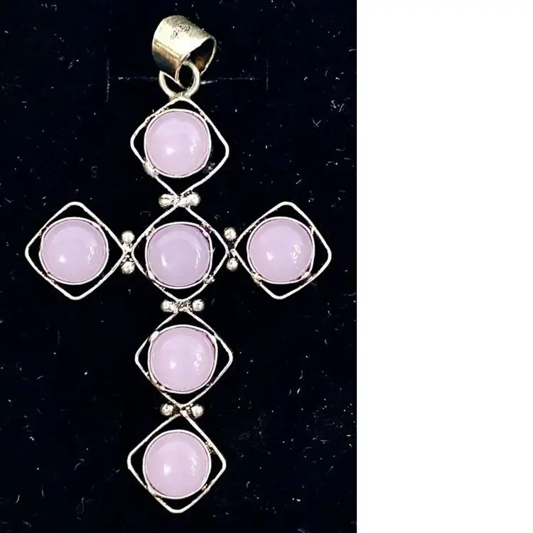 Sterling Silver and Rose Quartz Cross Pendant
